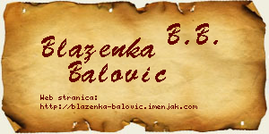 Blaženka Balović vizit kartica